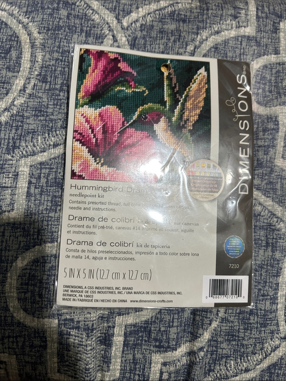 Hummingbird Drama Needlepoint Kit - Pink & Green